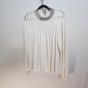 Gimmicks women's embellished tunic with crochet and choker collar Size: L